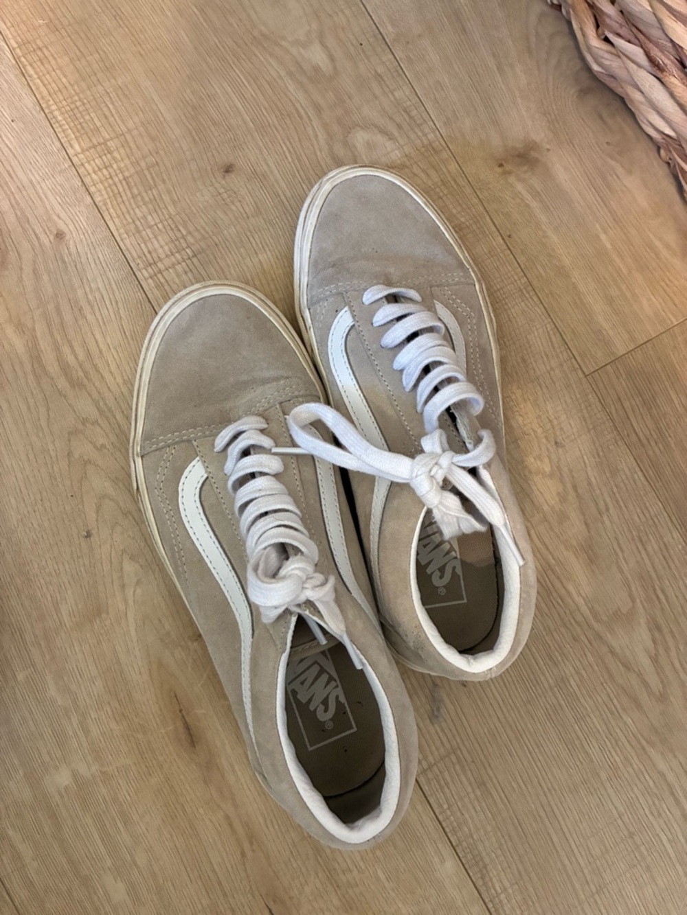 Vans Beige and White Suede Old Skool Sneakers